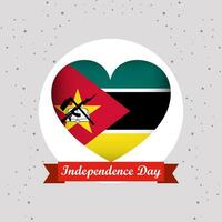 Mozambique independencia día con corazón emblema diseño vector