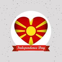 macedonia independencia día con corazón emblema diseño vector
