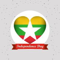 Myanmar Independence Day With Heart Emblem Design vector