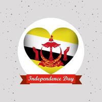 Brunei Independence Day With Heart Emblem Design vector