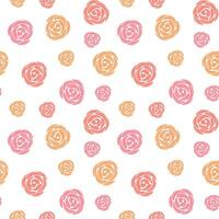 Floral seamless pattern with pink and orange rose flower. Vector background illustration for Valentine's day decoration