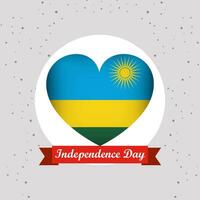 Ruanda independencia día con corazón emblema diseño vector