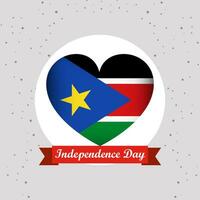 sur Sudán independencia día con corazón emblema diseño vector