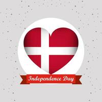 Dinamarca independencia día con corazón emblema diseño vector
