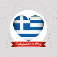 Grecia independencia día con corazón emblema diseño vector