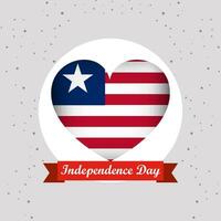 Liberia independencia día con corazón emblema diseño vector