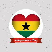 Ghana independencia día con corazón emblema diseño vector