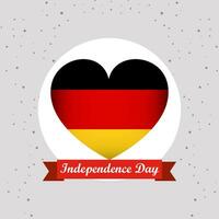 Alemania independencia día con corazón emblema diseño vector