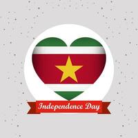 Suriname Independence Day With Heart Emblem Design vector