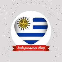 Uruguay independencia día con corazón emblema diseño vector