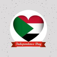 Sudán independencia día con corazón emblema diseño vector