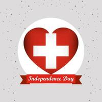 Suiza independencia día con corazón emblema diseño vector