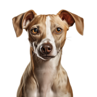 AI generated Greyhound Front view close up on transparent background. png