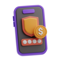 Safe Payment Object Pin 3D Illustration png