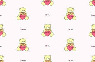 Cute simple seamless pattern with teddy bears with a declaration of love. Vector illustration for background for Valentine's day.
