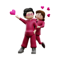 3d illustratie tekenfilm paar karakter liefde gelukkig Valentijnsdag png