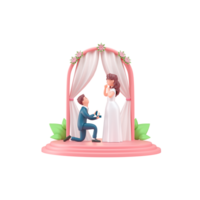 3D illustration cartoon couple character Love Happy Valentine's png