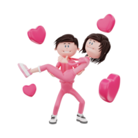 3D illustration cartoon couple character Love Happy Valentine's png