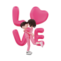 3D illustration cartoon couple character Love Happy Valentine's png