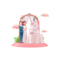 3D illustration of a love-themed cake, featuring elements that evoke a sense of affection and celebration png