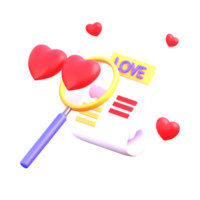 Craft a 3D illustration showcasing an icon set of envelopes adorned with hearts, hearts text, message embodying the concept of Happy Valentine's Day png