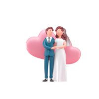 3D illustration cartoon couple character Love Happy Valentine's png