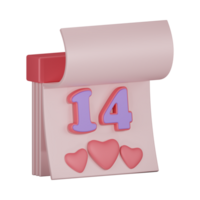 Generate a 3D illustration of a Valentine's Day calendar. png