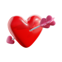 3d illustratie liefde Cupido pijl, liefde hart 3d gelukkig Valentijnsdag png