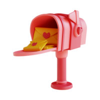 Craft a 3D illustration showcasing an icon set of envelopes adorned with hearts, hearts text, message embodying the concept of Happy Valentine's Day png