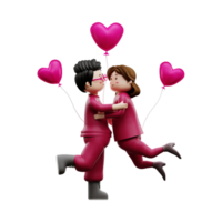 3D illustration cartoon couple character Love Happy Valentine's png