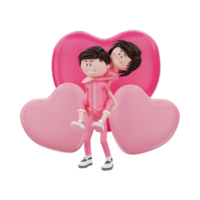 3D illustration cartoon couple character Love Happy Valentine's png