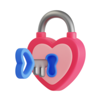 Produce un 3d ilustración de un abierto en forma de corazon candado. png