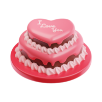 3D illustration of a love-themed cake, featuring elements that evoke a sense of affection and celebration png