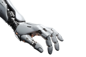 AI generated Bionic robot arm isolated on white background, clipping path. png