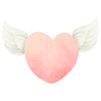 Watercolor heart with wings png