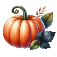 AI generated Watercolor Pumpkin element on png transparent background.