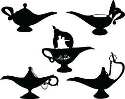 Aladdin lamp silhouette design on a white background vector