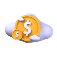 Wolke Geld 3d Illustration Objekt. 3d Wolke Geld Finanzkonzept. Geld auf Weiß Wolke. 3d Finanzen Vektor machen Symbol Illustration. png