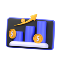 financial growth chart 3d illustration object. 3d financial growth chart of finance concept. Cartoon minimal style. 3d finance vector render icon illustration. png