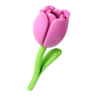 3d lilla tulipano fiore cartone animato stile per mazzo o decorazione. amore San Valentino romantico design isolato su bianca sfondo illustrazione png