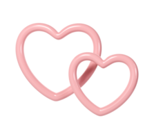 3d two pink glossy heart love frames on white background. Suitable for Valentine day, Mother day, Women day, wedding, sticker, greeting card. February 14th png