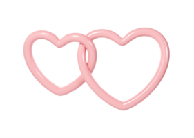 3d två rosa glansig hjärta kärlek ramar transparent illustration. lämplig för valentine dag, mor dag, kvinnor dag, bröllop, klistermärke, hälsning kort. februari 14:e png