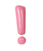 exclamación firmar rosado color. realista 3d globo en blanco antecedentes para contento san valentin día, boda, saludo tarjeta o peligro, detener acento diseño png