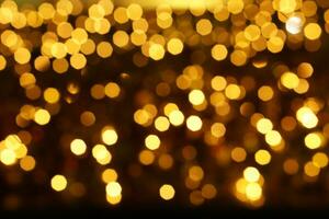 Abstract blurred and bokeh of party yellow LED reflection lighting on night time background. photo