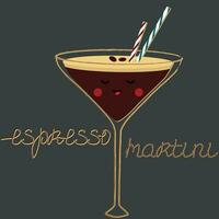 Vector illustration of espresso martini cocktail in cartoon style