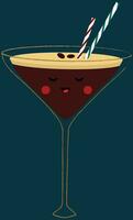 Vector illustration of espresso martini cocktail in cartoon style