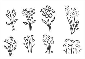 Vintage Flower Sketch. Floral linocut illustration. Blossom and spring decoration. Herb ink silhouette element. vector
