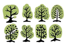 árbol en grabado en linóleo estilo. sencillo xilografía icono. negro minimalista agricultura planta. plano granja orgánico jardín. bosque bosque aislado en blanco vector