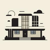 ciudad edificio en plano estilo. vector ilustración de moderno casa en plano estilo Bauhaus diseño.