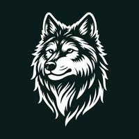 Wolf head isolated on black background. Vector illustration for your design.